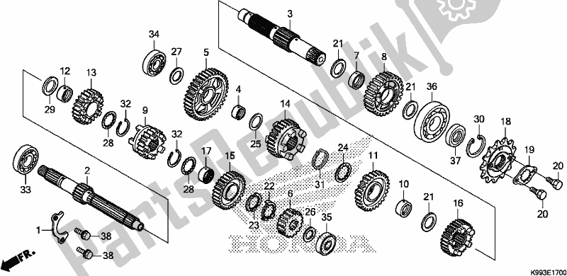 Todas as partes de Transmissão do Honda CRF 250F 250 R 2020