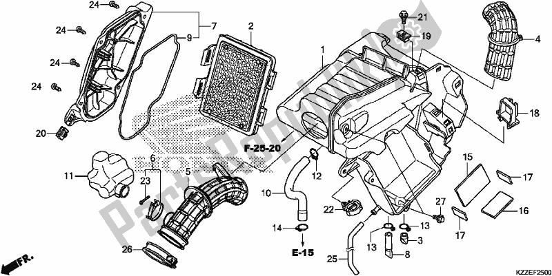 Alle onderdelen voor de Luchtfilter van de Honda CRF 250L 2017