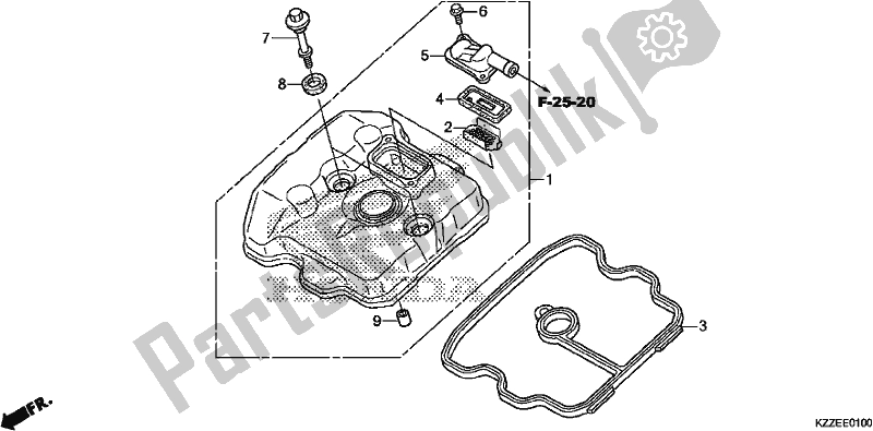 Alle onderdelen voor de Kleppendeksel van de Honda CRF 250L 2017