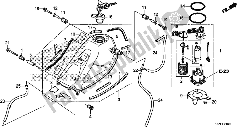 Alle onderdelen voor de Benzinetank van de Honda CRF 250L 2017