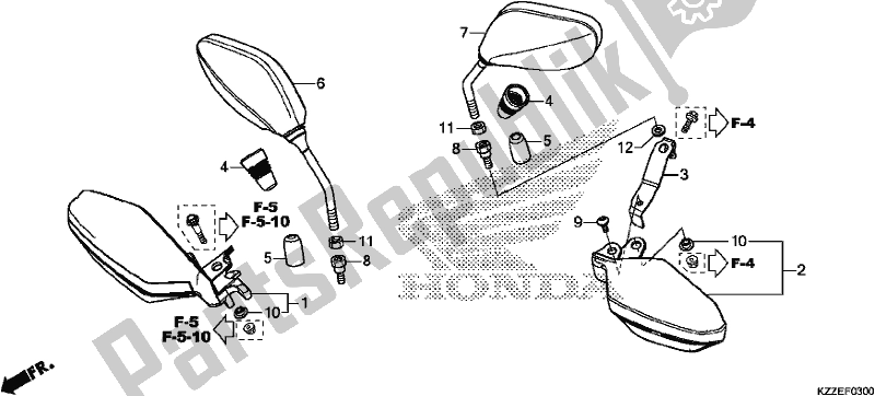 All parts for the Mirror/knuckle Guard of the Honda CRF 250L 2017