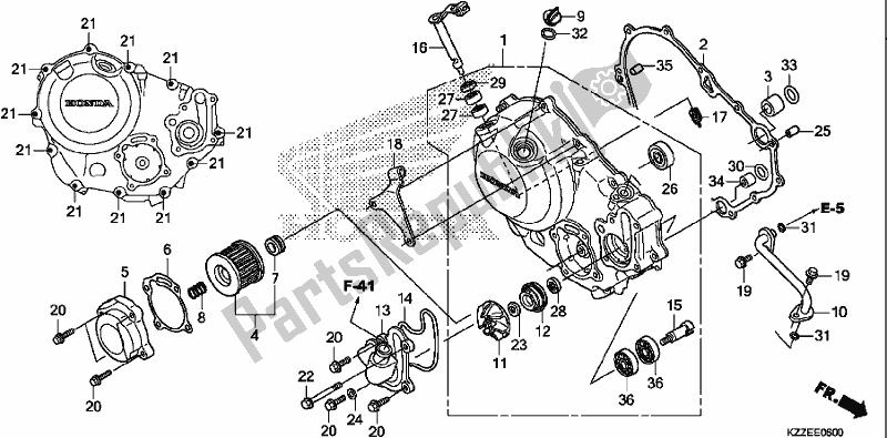 All parts for the Right Crankcase Cover of the Honda CRF 250L 2017