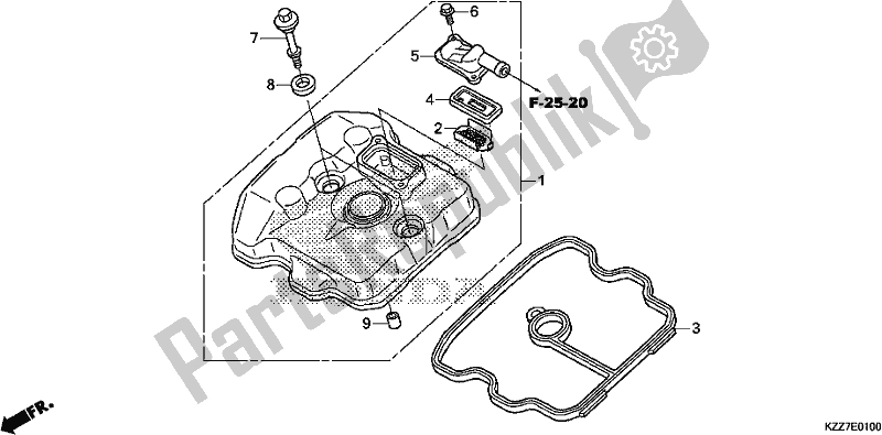 Alle onderdelen voor de Kleppendeksel van de Honda CRF 250L 2019