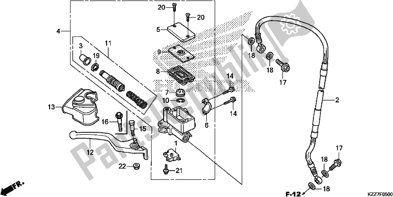 Alle onderdelen voor de Voorremhoofdcilinder van de Honda CRF 250L 2019