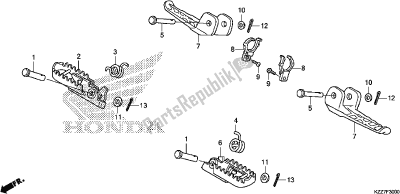 Todas as partes de Passo do Honda CRF 250L 2019