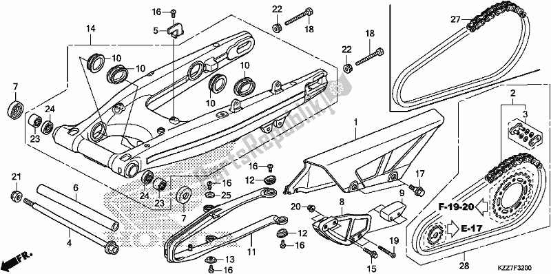 All parts for the Swingarm of the Honda CRF 250L 2019