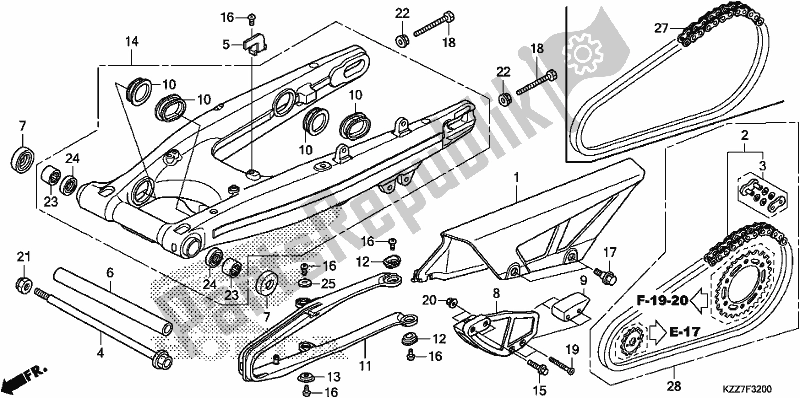 All parts for the Swingarm of the Honda CRF 250L 2019