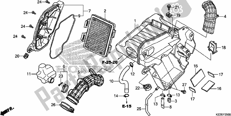 Alle onderdelen voor de Luchtfilter van de Honda CRF 250 LA 2017