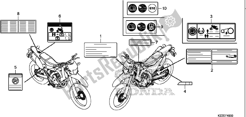 Wszystkie części do Etykieta Ostrzegawcza Honda CRF 250 LA 2017