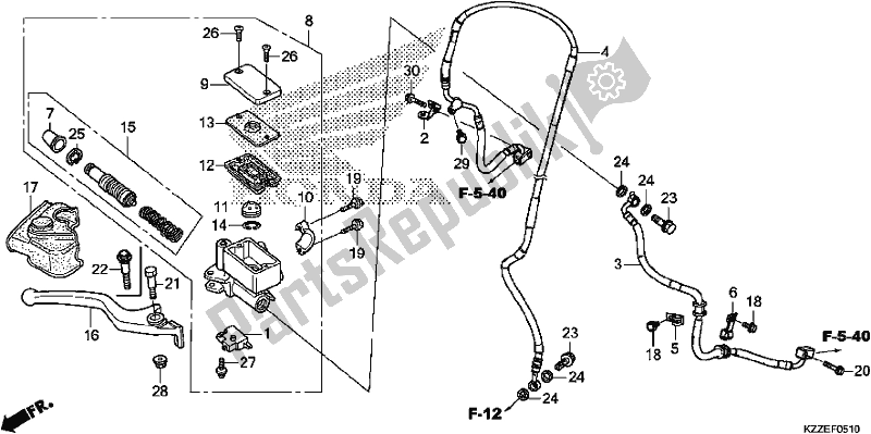 All parts for the Front Brake Master Cylinder of the Honda CRF 250 LA 2017