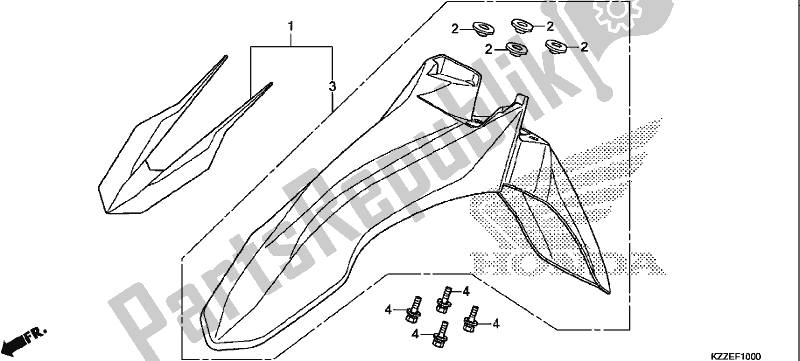 All parts for the Front Fender of the Honda CRF 250 LA 2017