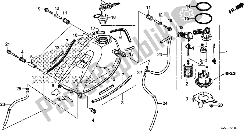 All parts for the Fuel Tank of the Honda CRF 250 LA 2017