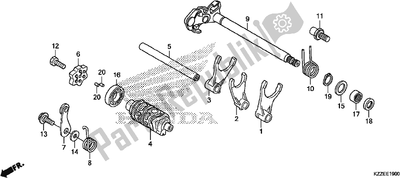 All parts for the Gearshift Drum of the Honda CRF 250 LA 2017