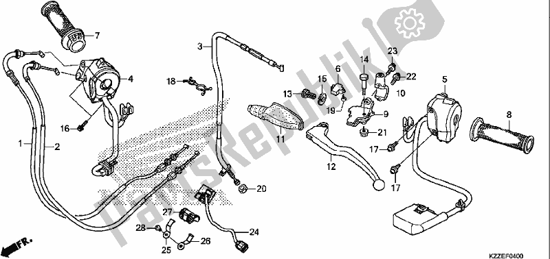 All parts for the Handle Lever/switch/cable of the Honda CRF 250 LA 2017