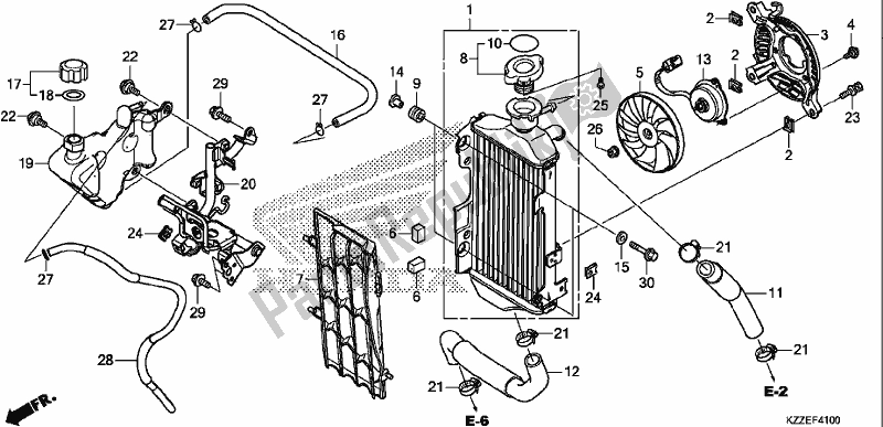 Alle onderdelen voor de Radiator van de Honda CRF 250 LA 2017