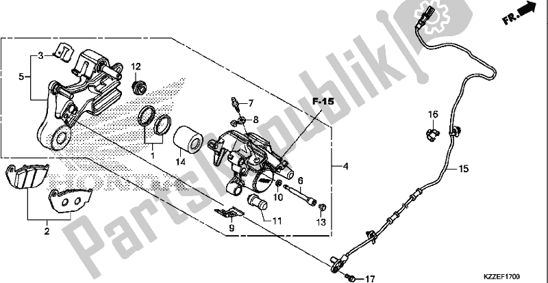 All parts for the Rear Brake Caliper of the Honda CRF 250 LA 2017