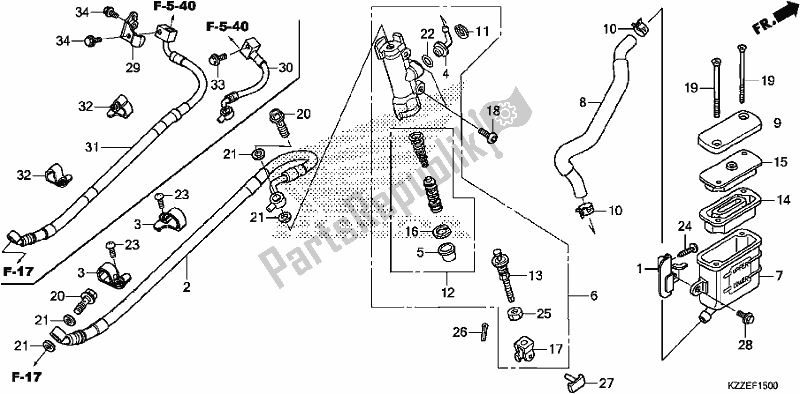 All parts for the Rear Brake Master Cylinder of the Honda CRF 250 LA 2017