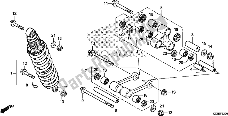 All parts for the Rear Cushion of the Honda CRF 250 LA 2017