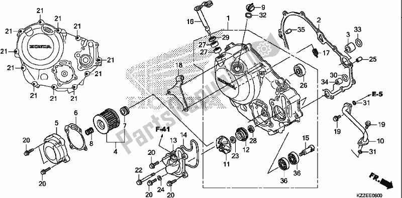 All parts for the Right Crankcase Cover of the Honda CRF 250 LA 2017