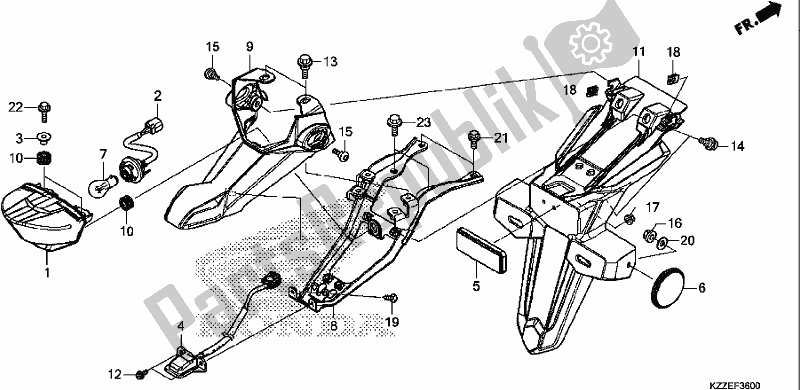 All parts for the Taillight of the Honda CRF 250 LA 2017