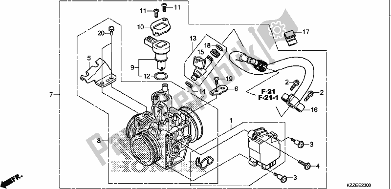 All parts for the Throttle Body of the Honda CRF 250 LA 2017