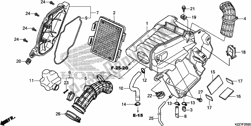 Alle onderdelen voor de Luchtfilter van de Honda CRF 250 LA 2019