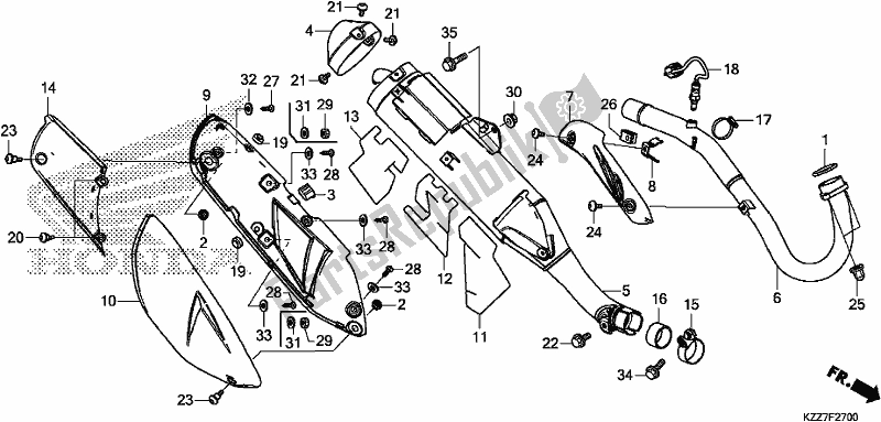 All parts for the Exhaust Muffler of the Honda CRF 250 LA 2019