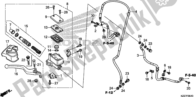 All parts for the Front Brake Master Cylinder of the Honda CRF 250 LA 2019