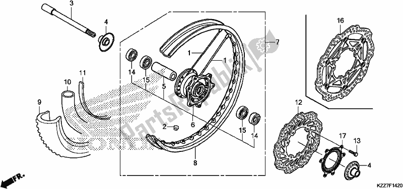 Toutes les pièces pour le Roue Avant du Honda CRF 250 LA 2019