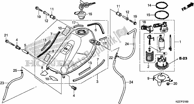 Alle onderdelen voor de Benzinetank van de Honda CRF 250 LA 2019