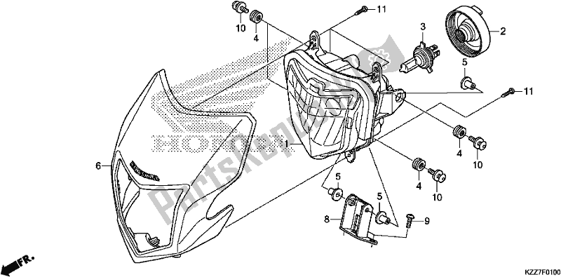 Alle onderdelen voor de Koplamp van de Honda CRF 250 LA 2019