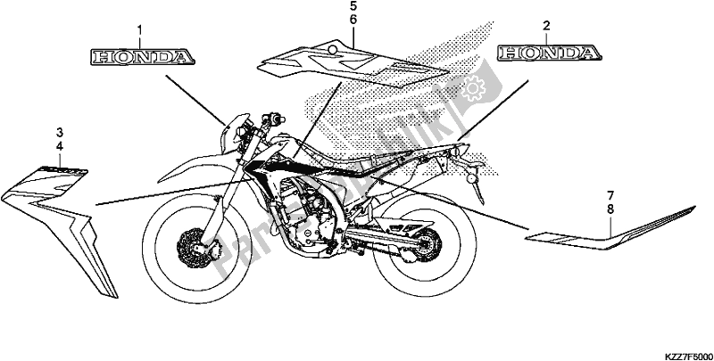 Todas las partes para Mark/stripe de Honda CRF 250 LA 2019