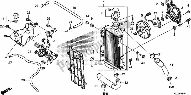 Alle onderdelen voor de Radiator van de Honda CRF 250 LA 2019