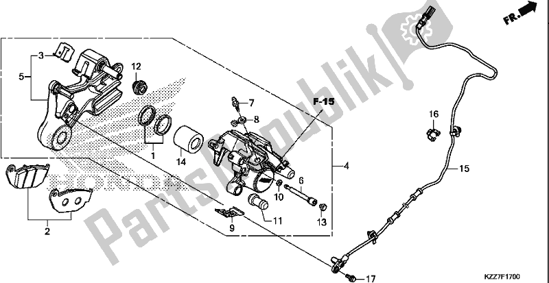 Wszystkie części do Zacisk Hamulca Tylnego Honda CRF 250 LA 2019