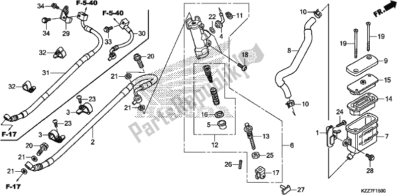 All parts for the Rear Brake Master Cylinder of the Honda CRF 250 LA 2019