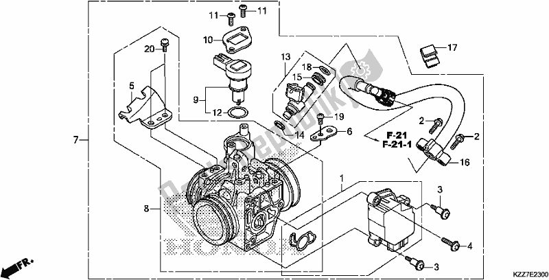 Alle onderdelen voor de Gasklephuis van de Honda CRF 250 LA 2019