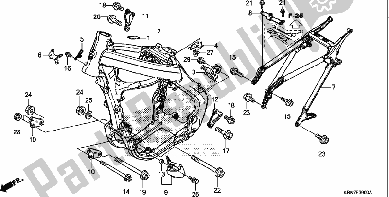 All parts for the Frame Body of the Honda CRF 250R 2017