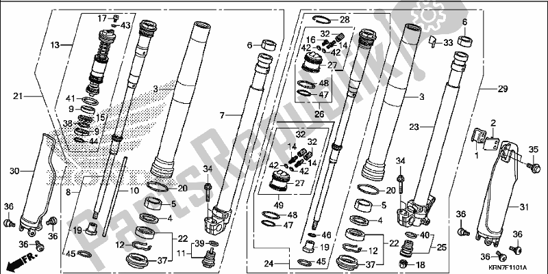All parts for the Front Fork of the Honda CRF 250R 2017