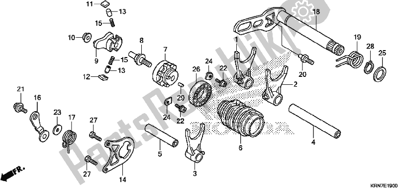 Todas as partes de Tambor De Mudança De Marchas do Honda CRF 250R 2017