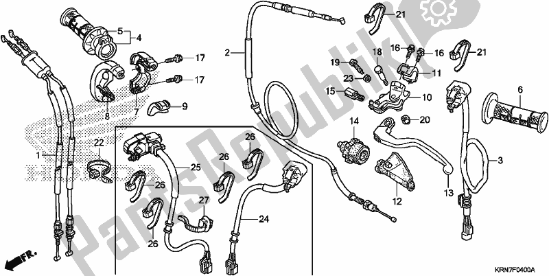 All parts for the Handle Lever/switch/cable of the Honda CRF 250R 2017