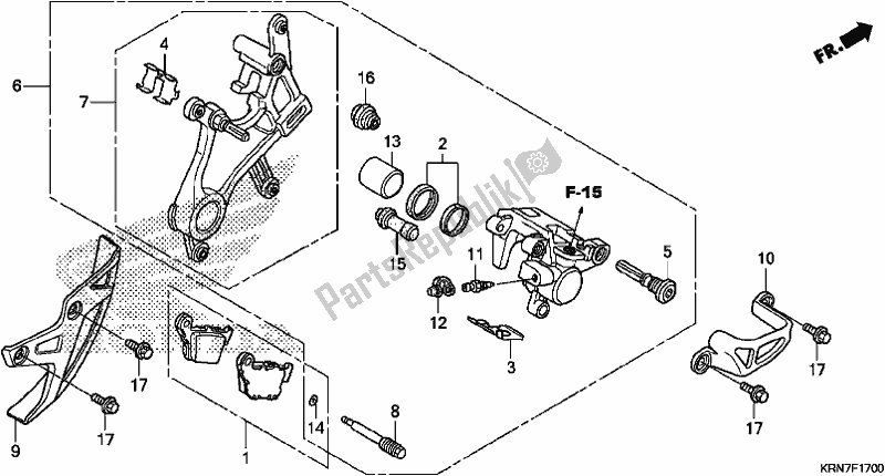 All parts for the Rear Brake Caliper of the Honda CRF 250R 2017