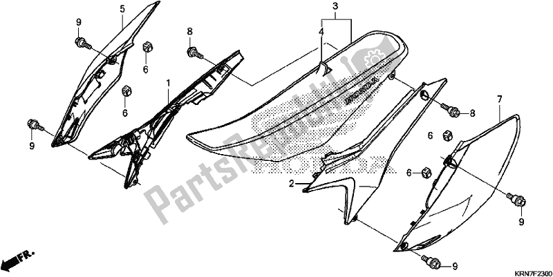 All parts for the Seat/side Cover of the Honda CRF 250R 2017