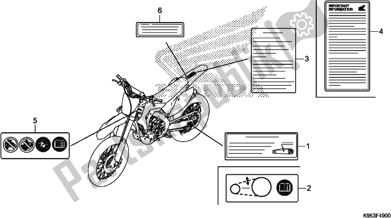 All parts for the Caution Label of the Honda CRF 250R 2018