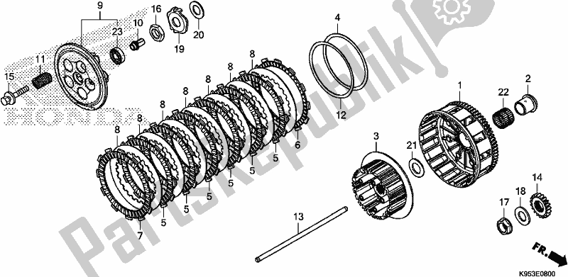 All parts for the Clutch of the Honda CRF 250R 2018