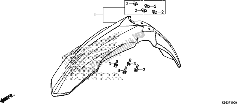 All parts for the Front Fender of the Honda CRF 250R 2018