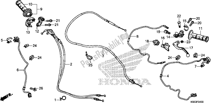 Todas as partes de Handle Lever/switch/cable do Honda CRF 250R 2018