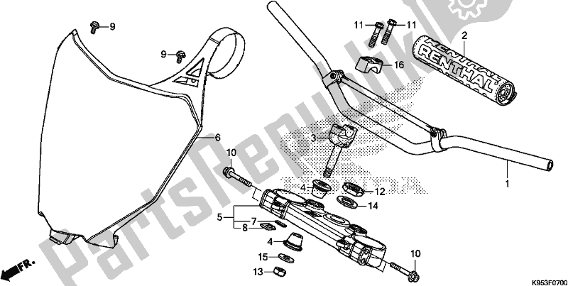All parts for the Handle Pipe/top Bridge of the Honda CRF 250R 2018