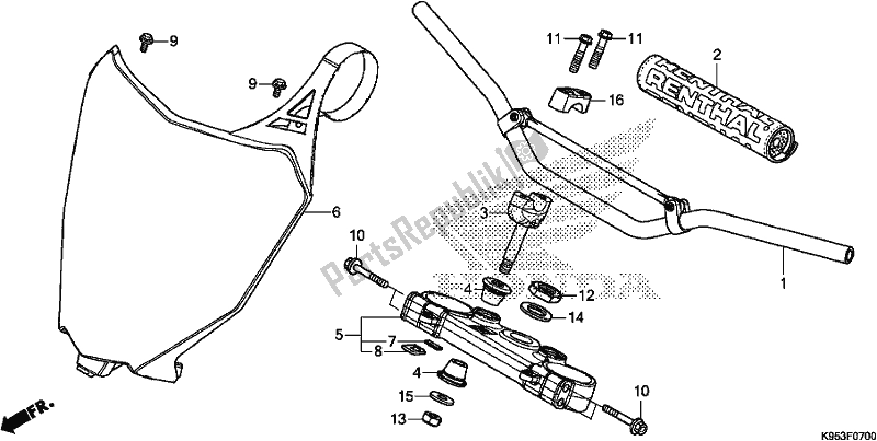 All parts for the Handle Pipe/top Bridge of the Honda CRF 250R 2018