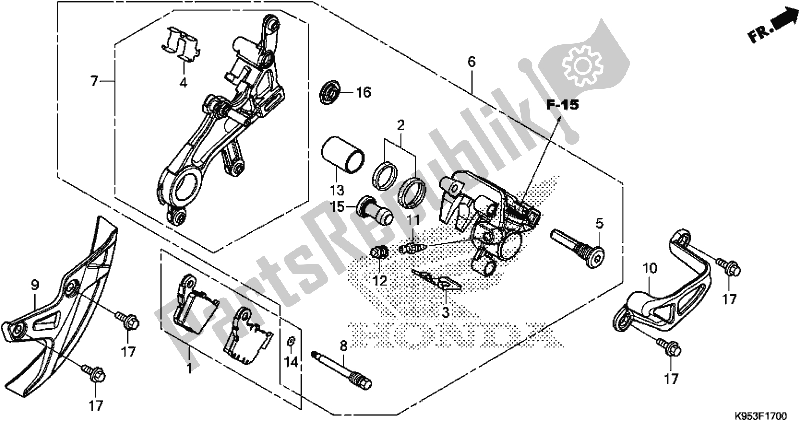 All parts for the Rear Brake Caliper of the Honda CRF 250R 2018