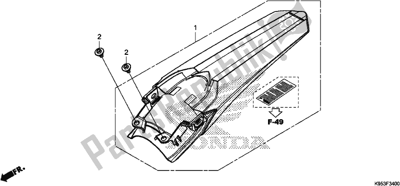 Todas as partes de Pára-choque Traseiro do Honda CRF 250R 2018